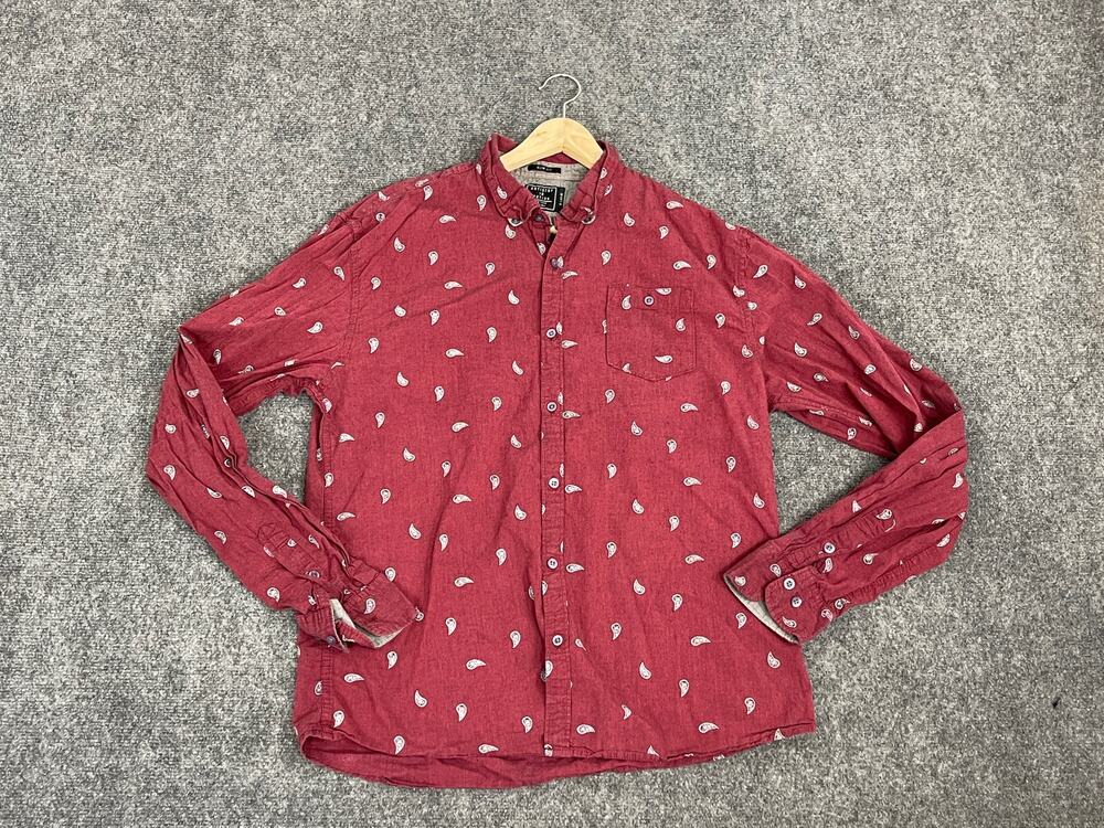 Artistry in Motion Shirt Men's Large Button Up Paisley 100% Cotton Red N231
